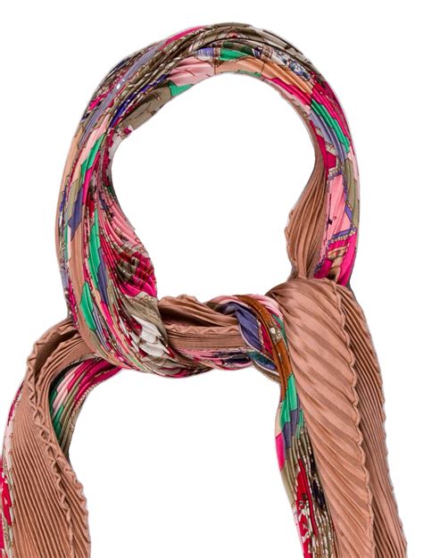 Hermès Viola Medici Silk Plissé Scarf 